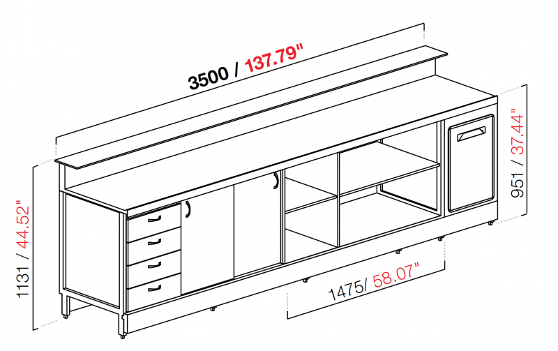 Banco bar neutro BBL3500AB
