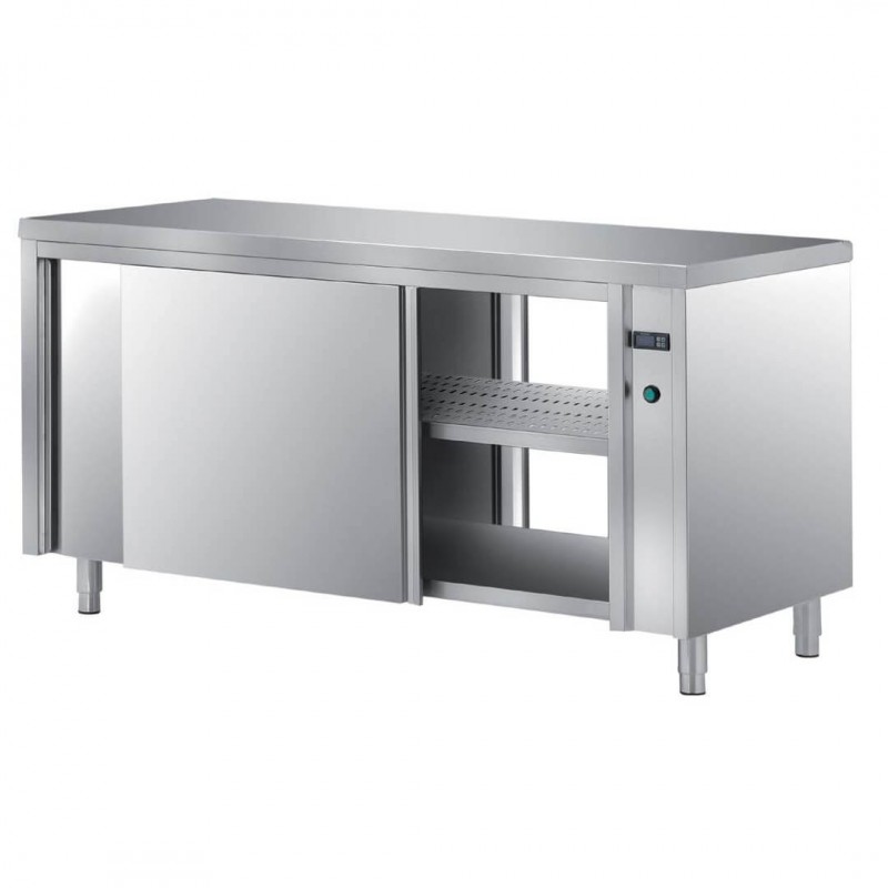 Tavolo inox con ante scorrevoli