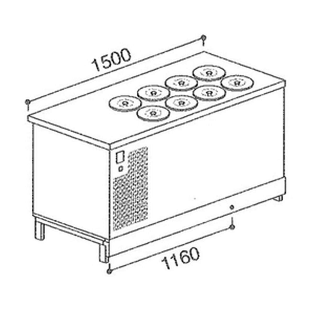 Banco pozzetti gelato e granita BPL1500BSTA/8