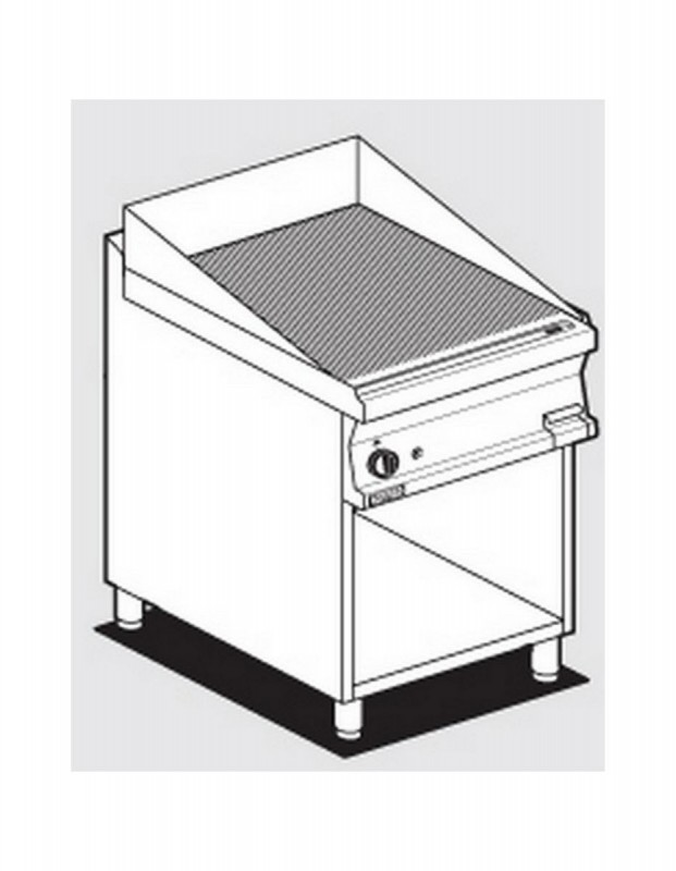 Fry top with gas chrome-plated plate AFP / FTR-76GS open compartment