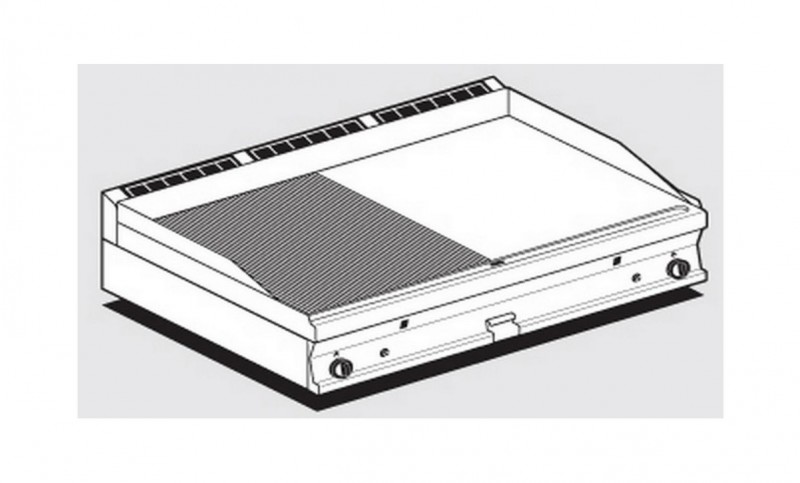 AFP / FTLRT-712GS gas fry top with 1/2 smooth plate 1/2 chrome grooved plate