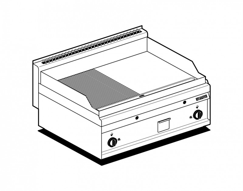 Gas fry top AFP / FTLR-8G 1/2 smooth plate 1/2 lined plate
