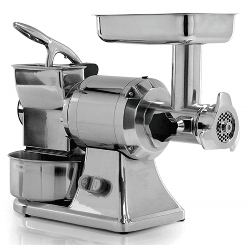 Combined meat grater AFP/12G/MN in polished aluminum