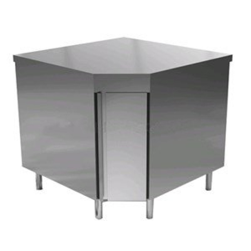 90 ° corner stainless steel table with doors