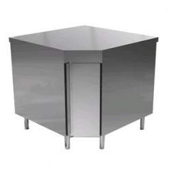 90 ° corner stainless steel table with doors