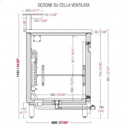 Bar counter refrigerated BBAR45CB7V with provision for counter top