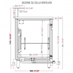 Bar counter refrigerated BBAR45CB8V with provision for counter top