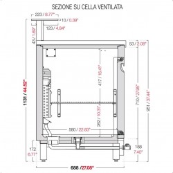 Static refrigerated bar counter BBL4500AB3P with counter top setting