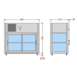 AFP / LINUS-100 refrigerated countertop display cabinet in stainless steel
