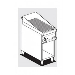 Gas fry top with grooved plate AFP / FTR-74G open compartment