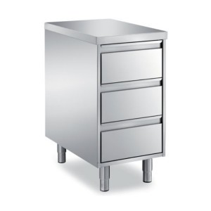 Stainless steel tables with drawers