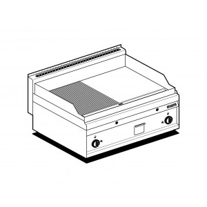Gas fry top AFP / FTLR-8G 1/2 smooth plate 1/2 lined plate