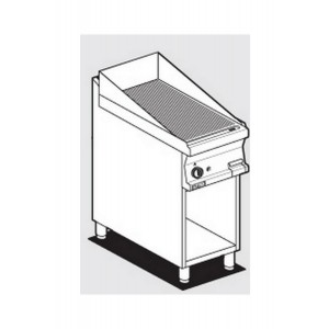 Gas fry top with grooved plate AFP / FTR-74G open compartment