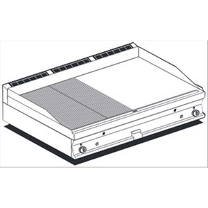AFP / FTLRT-712G gas fry top with 1/2 smooth plate 1/2 ribbed plate