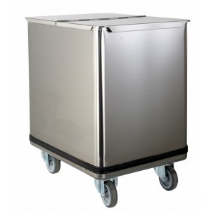 TF1 stainless steel hopper for flour, with wheels