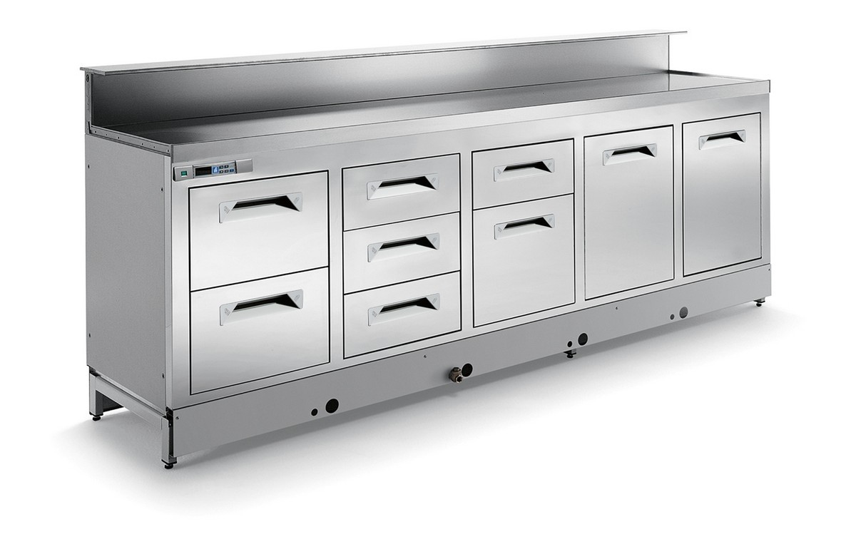 Static refrigerated bar counter BBL3000AB4P with provision for counter top