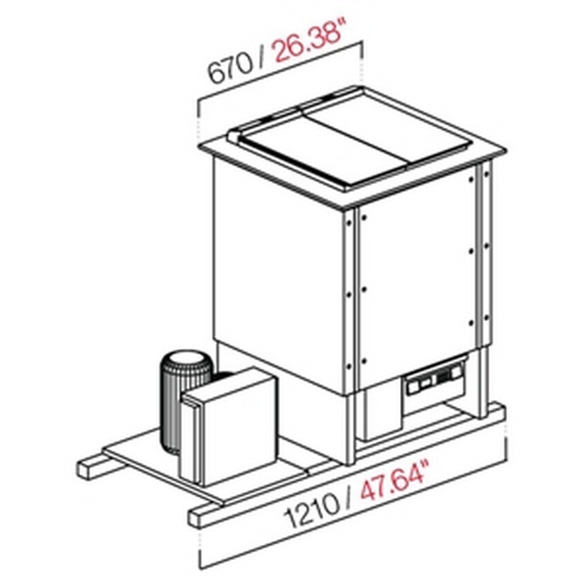 Bench PANORAMA4RIS1T ice-cream wells for recessed installation, with reserve