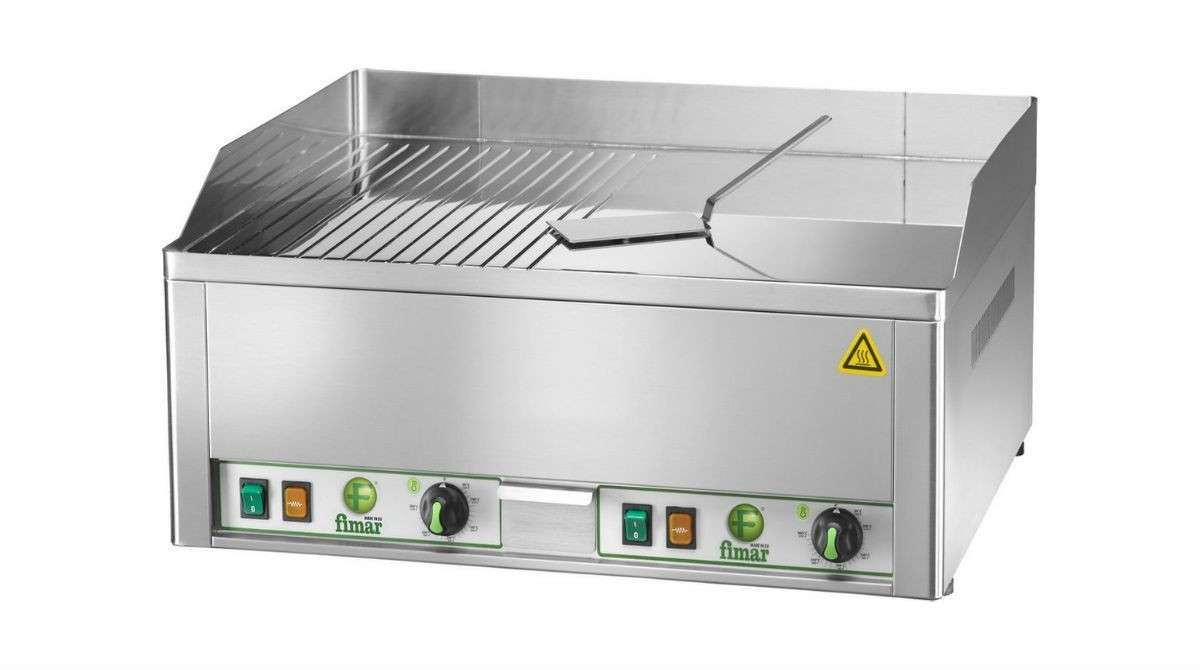 Electric fry top AFP / FRY2LRC with 1/2 smooth and 1/2 ribbed chrome plate