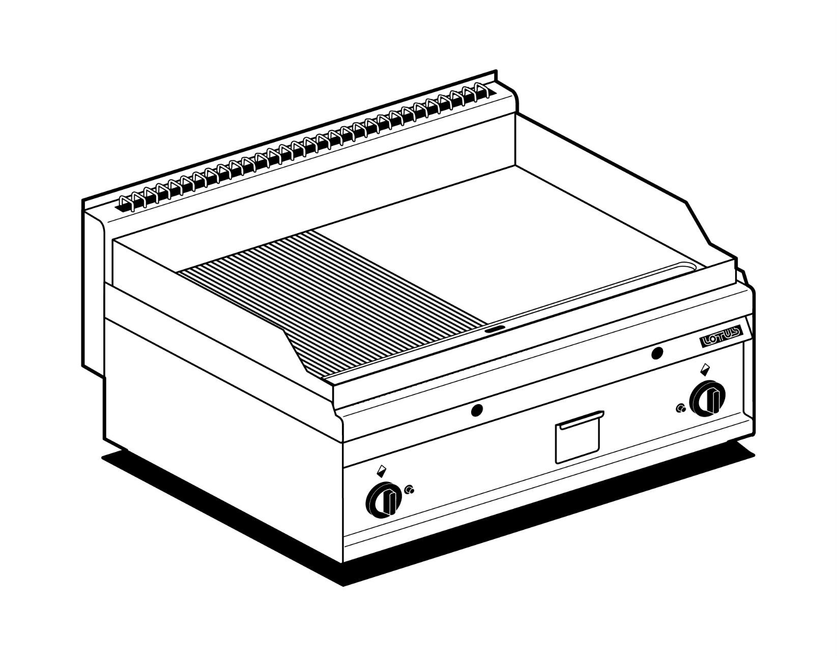AFP / FTLR-8GS gas fry top with 1/2 smooth plate 1/2 chrome grooved plate
