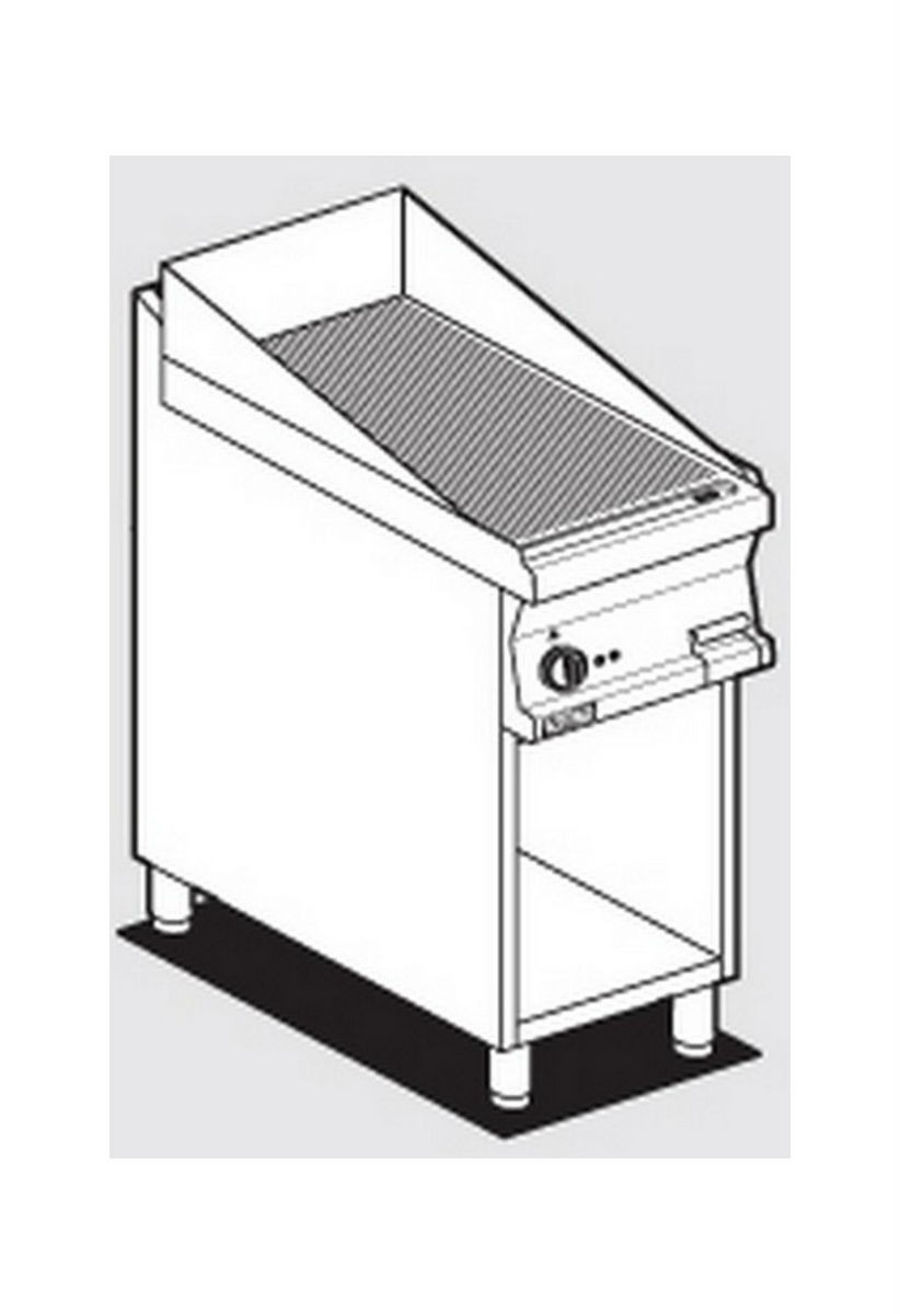 Electric fry top chrome grooved plate AFP / FTR-74ETS open compartment
