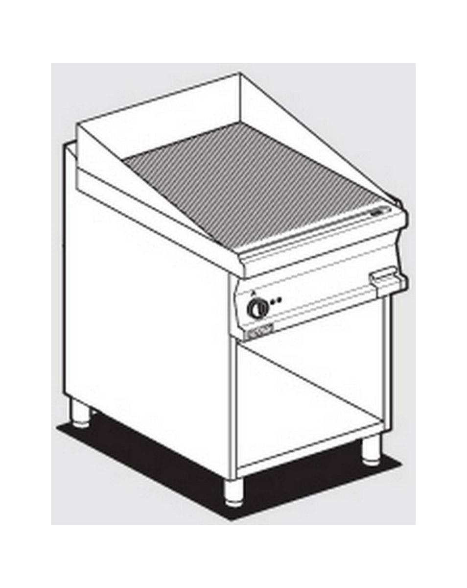 Electric fry top with chrome-plated plate AFP / FTR-76ETS open compartment