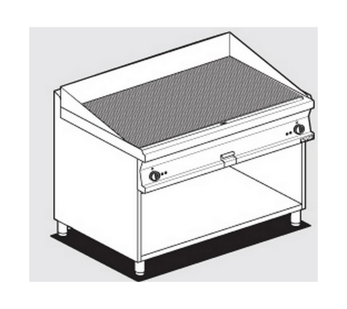 Electric fry top plate grooved AFP / FTR-712ET open compartment