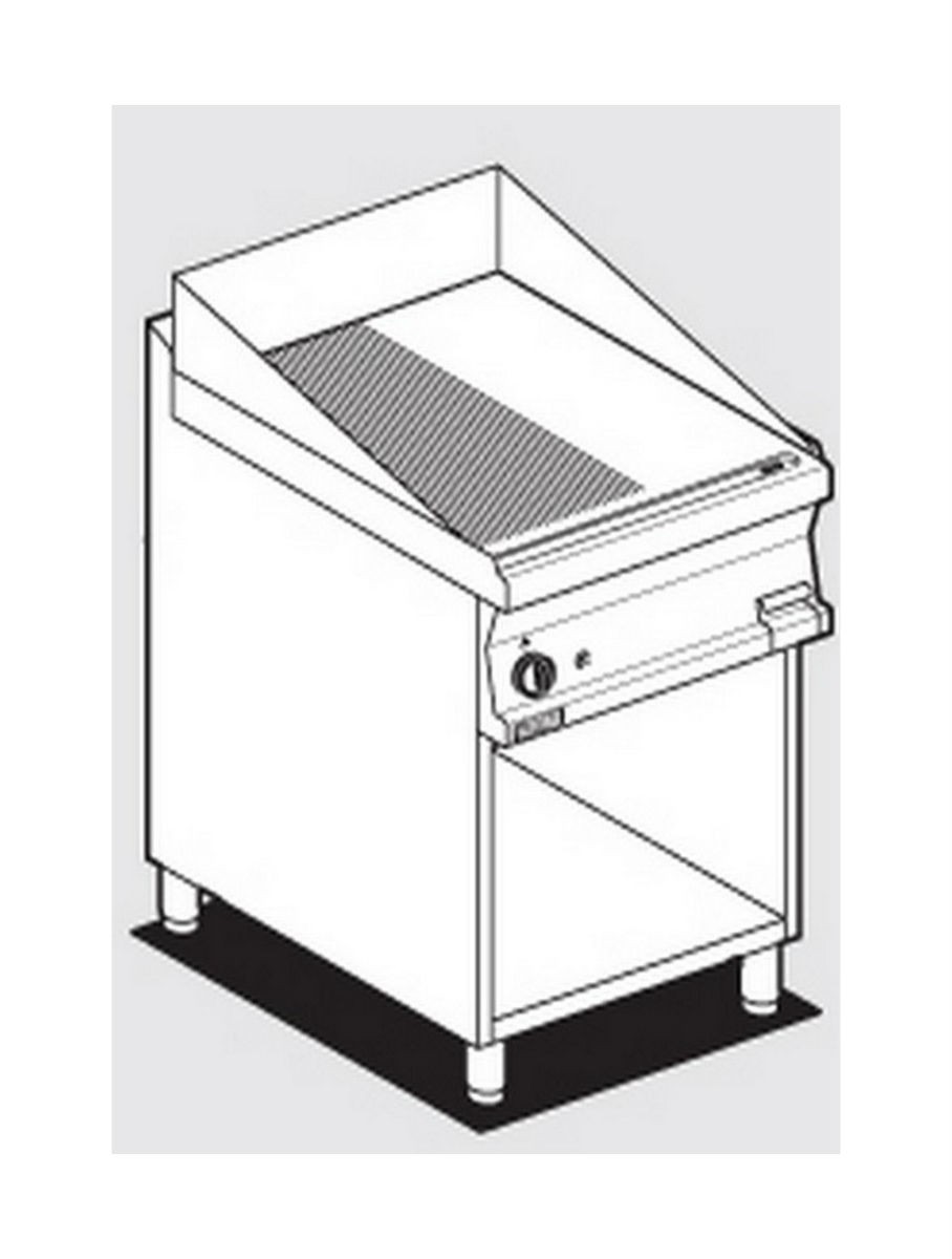 Fry gas top 1/2 smooth plate 1/2 chrome grooved plate AFP / FTLR-76GS open compartment