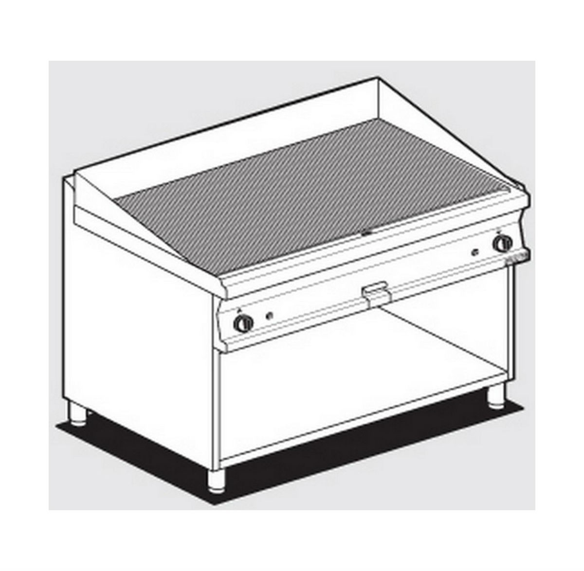 Fry top with gas chrome-plated plate AFP / FTR-712GS open compartment