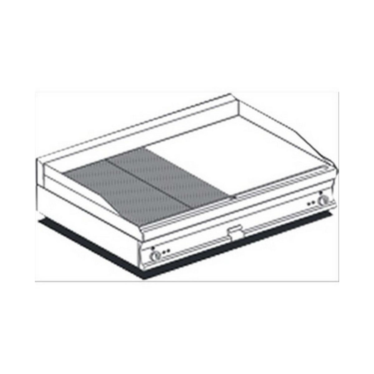 Electric fry top AFP / FTLRT-712ET with 1/2 smooth plate 1/2 lined plate