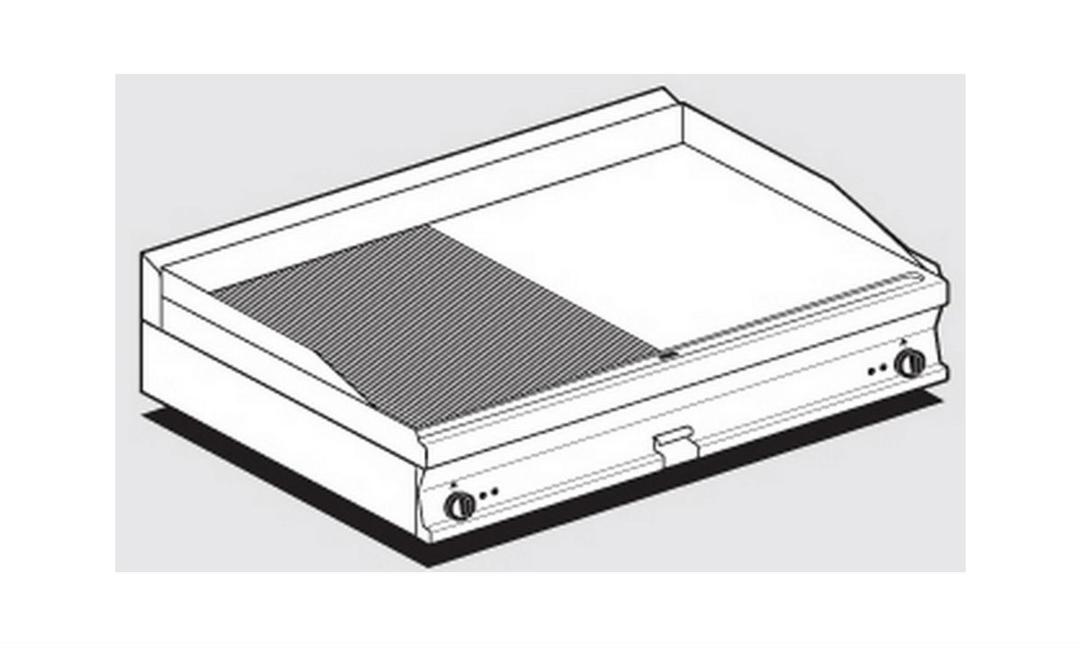 Electric fry top AFP / FTLRT-712ETS 1/2 smooth plate 1/2 chrome grooved plate