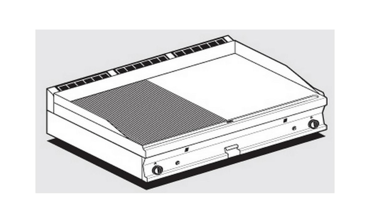 AFP / FTLRT-712GS gas fry top with 1/2 smooth plate 1/2 chrome grooved plate